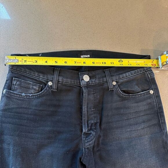 Hudson Riley Crop Relaxed Straight Leg Women's Black Jeans Star Detail Size 27 - Picture 16 of 16